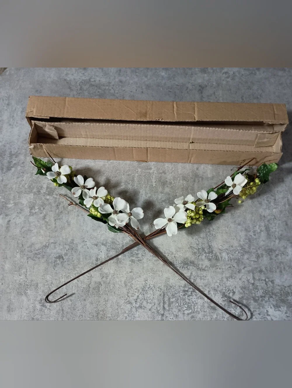 Home Interiors White Faux Dogwood Garland Pair